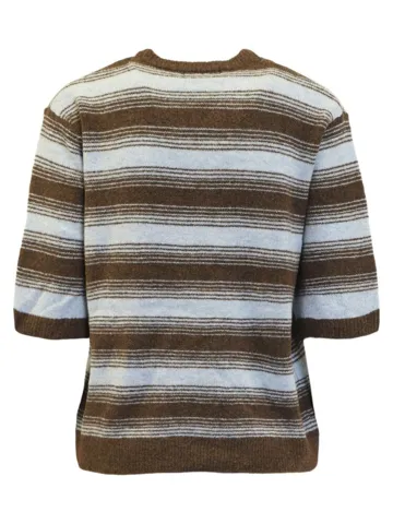 Bluse - 360-40056 - Stribet Brun/Lyseblå - SIGNATURE