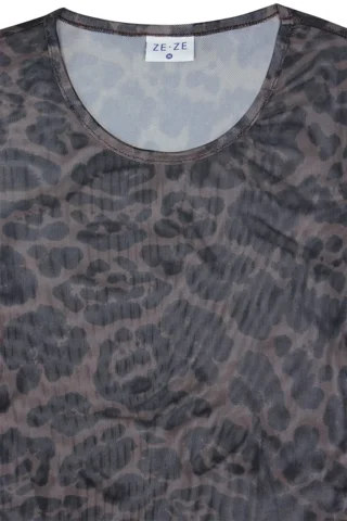 Bluse Mesh - Hedda - Mønsteret Brun/sort - ZE-ZE