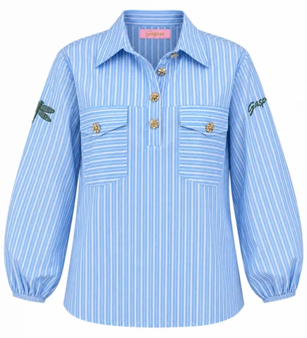 Bluse - Aarhus Stripe - Stribet Blå/Hvid - Gaspar