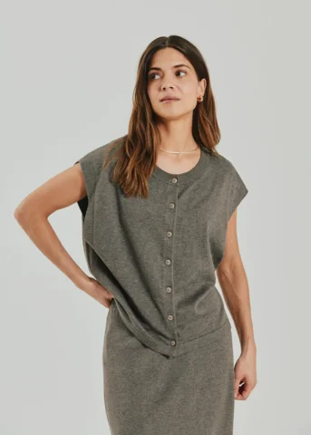 Vest - FQkatie - Brun Melange - FREEQUENT