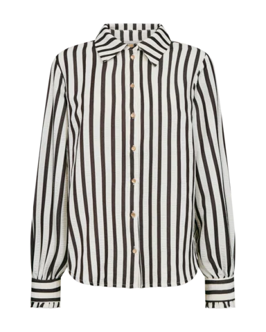 Skjorte  - FQNoto - Off White/Brun - FREEQUENT