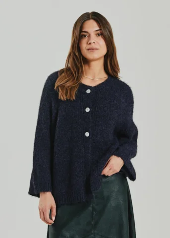 Cardigan - Strik - FQgrslulu - Lilla - FREEQUENT
