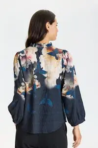 Bluse - Scarlett - Blomsteret Sort/Sand/Blå - IN FRONT