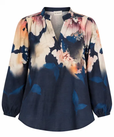 Bluse - Scarlett - Blomsteret Sort/Sand/Blå - IN FRONT
