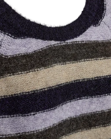 Pullover - Strik - FQgrslulu - Stribet Lilla/Sand - FREEQUENT