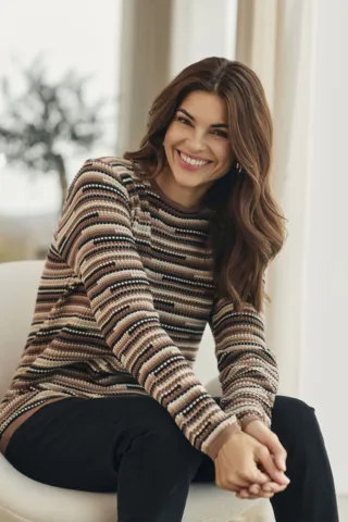 Pullover - Strik - 360-40066 - Brun/Beige/Sort - Signature