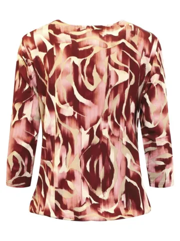 3/4 Bluse - 360-40037 - Rød/Beige - Signature