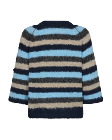 Pullover - Strik - FQgrslulu - Stribet Blå/Sand - FREEQUENT