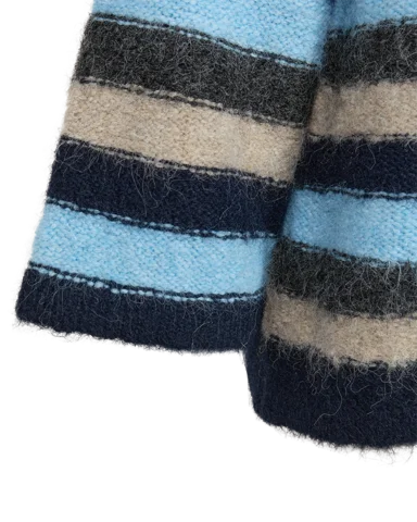 Pullover - Strik - FQgrslulu - Stribet Blå/Sand - FREEQUENT