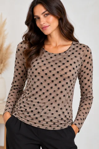 Bluse - Aura - Lysebrun/Sort - Wilto