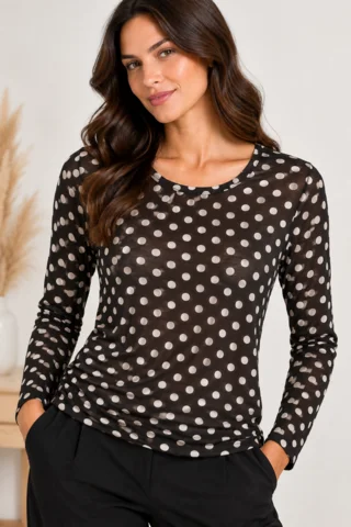 Bluse - Aura - Sort/Beige - Wilto