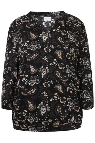 Bluse- Ze-Heleen - Brun/Sort - ZE-ZE