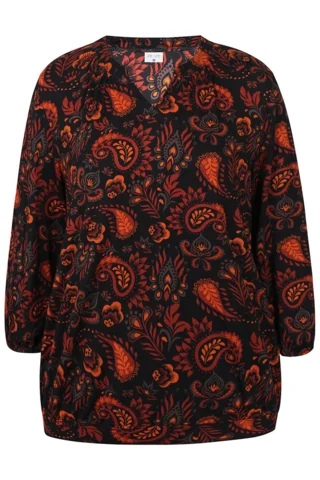 Bluse- Ze-Heleen - Sort/Orange - ZE-ZE