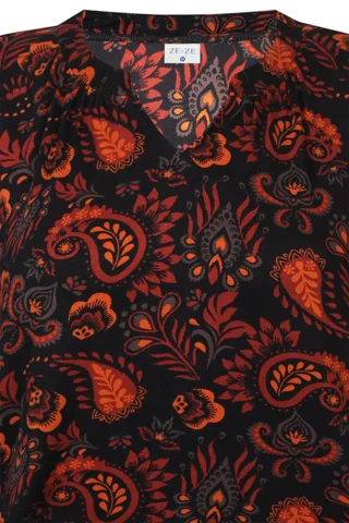 Bluse- Ze-Heleen - Sort/Orange - ZE-ZE