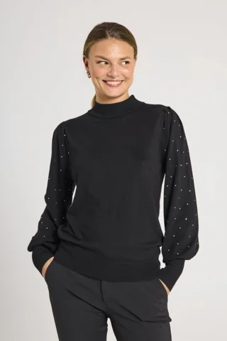 Pullover - Strik - FQDotka - Sort - FREEQUENT