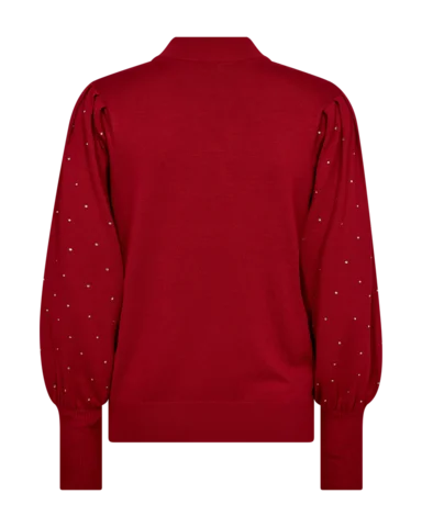 Pullover - Strik - FQDotka - Rød - FREEQUENT