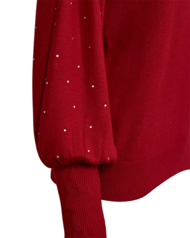 Pullover - Strik - FQDotka - Rød - FREEQUENT