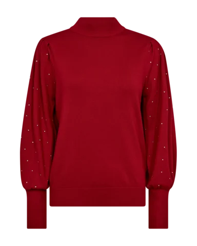 Pullover - Strik - FQDotka - Rød - FREEQUENT