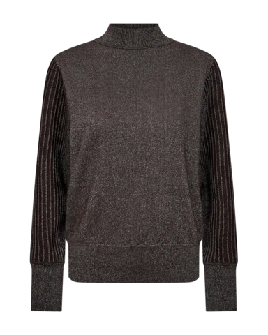 Pullover - Strik - FQBisolo - Brun/Sølv - FREEQUENT