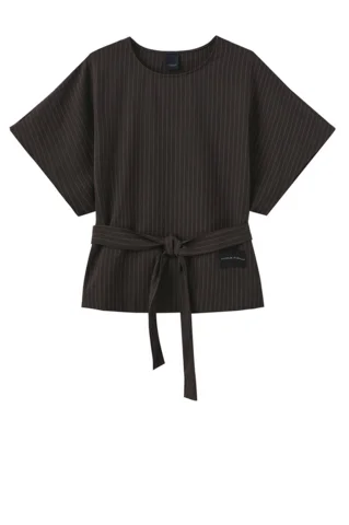 Bluse - Zenta - Brun/Nålestribet - Luxzuz One Two