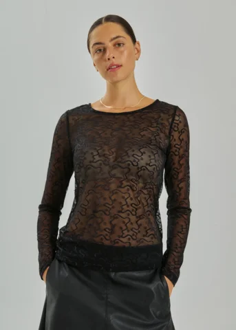 Langærmet T-shirt - FQisby - Sort - FREEQUENT