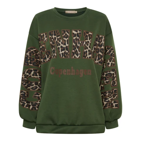 Sweatshirt - Sevilla - Grøn/Leopard - Marta du Château