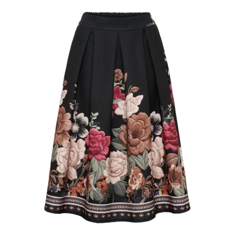 Nederdel - Tarella - Sort/Blomster - Marta du Château