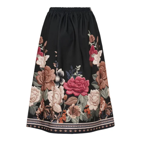 Nederdel - Tarella - Sort/Blomster - Marta du Château