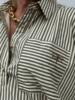 Bluse - Porto Stripe - Oliven - Gaspar
