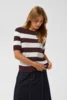 Bluse - KAlizza - Brun/Kalk Stribet - Kaffe