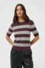 Bluse - KAlizza - Bordeaux/Grå Stribet - Kaffe