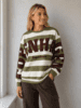 Sweatshirt - Nerina - Stribet Grøn/Brun - MARTA du Château
