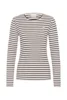 Langærmet T-Shirt - Liddy - Stribet Bordeaux/Hvid - KAFFE