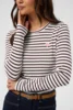 Langærmet T-Shirt - Liddy - Stribet Bordeaux/Hvid - KAFFE