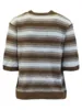 Bluse - 360-40056 - Stribet Brun/Lyseblå - SIGNATURE