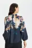Bluse - Scarlett - Blomsteret Sort/Sand/Blå - IN FRONT