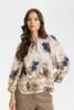 Bluse - Cordelia- Blomsteret Creme/Brun/Blå - IN FRONT