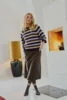 Pullover - Strik - FQgrslulu - Stribet Lilla/Sand - FREEQUENT
