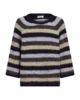 Pullover - Strik - FQgrslulu - Stribet Lilla/Sand - FREEQUENT
