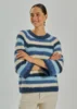 Pullover - Strik - FQgrslulu - Stribet Blå/Sand - FREEQUENT