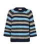 Pullover - Strik - FQgrslulu - Stribet Blå/Sand - FREEQUENT