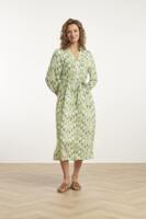 Midi Kjole - Snake Print - White/Light Green - Smashed Lemon