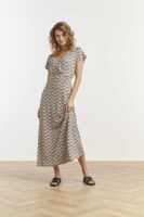 Maxi Kjole - Shell Print - Offwhite/Black - Smashed Lemon