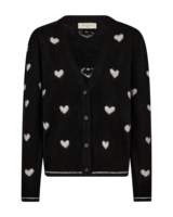 Cardigan - Strik - FQFaith - Black/Moonbeam - FREEQUENT