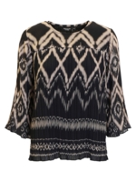 Bluse - Plisseret - Grafisk Mønster - Signature