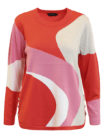 Pullover - Strik - Mønster - Rød/pink - Brandtex