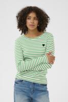 Langærmet T-shirt - KAliddy - Chalk/Bright Green-Black - KAFFE