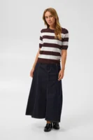 Bluse - KAlizza - Brun/Kalk Stribet - Kaffe