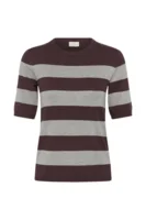 Bluse - Strik - KAlizza - Bordeaux/Grå Stribet - KAFFE