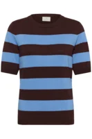 Bluse - Strik - KAlizza - Brun/Lyseblå Stribet - KAFFE